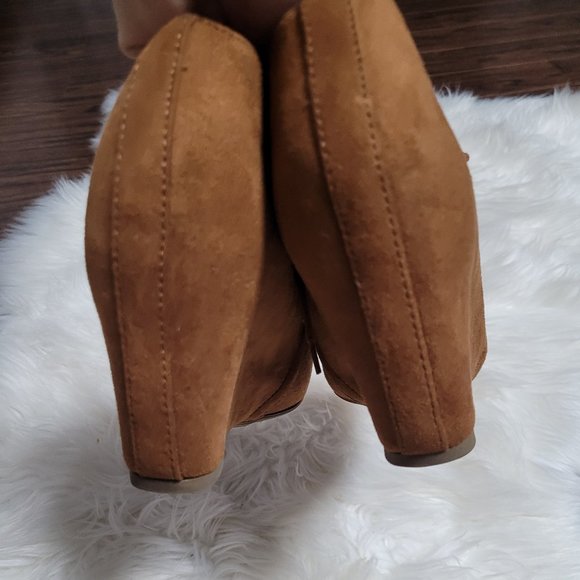 Soda Faux Suede Wedge Booties Camel Brown Round Toe Lace Up Womens Casual 7 - Picture 5 of 9